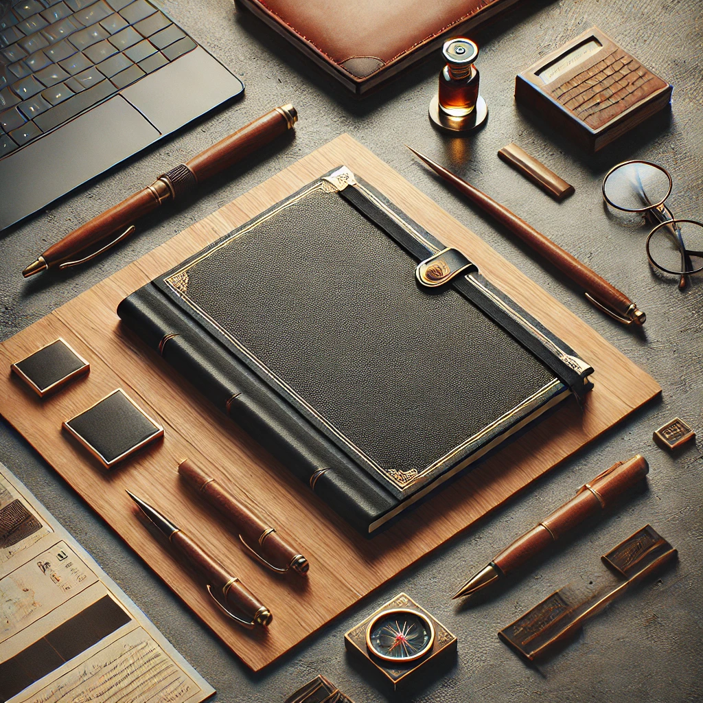 DALL·E 2024-08-28 23.30.51 - Uma imagem que represente a ideia de um portfólio corporativo com um estilo mais conservador. A imagem deve ter um fundo elegante em tons de cinza esc